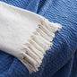 White Slub Cotton Throw Blanket with Fringes - 50x60 inches