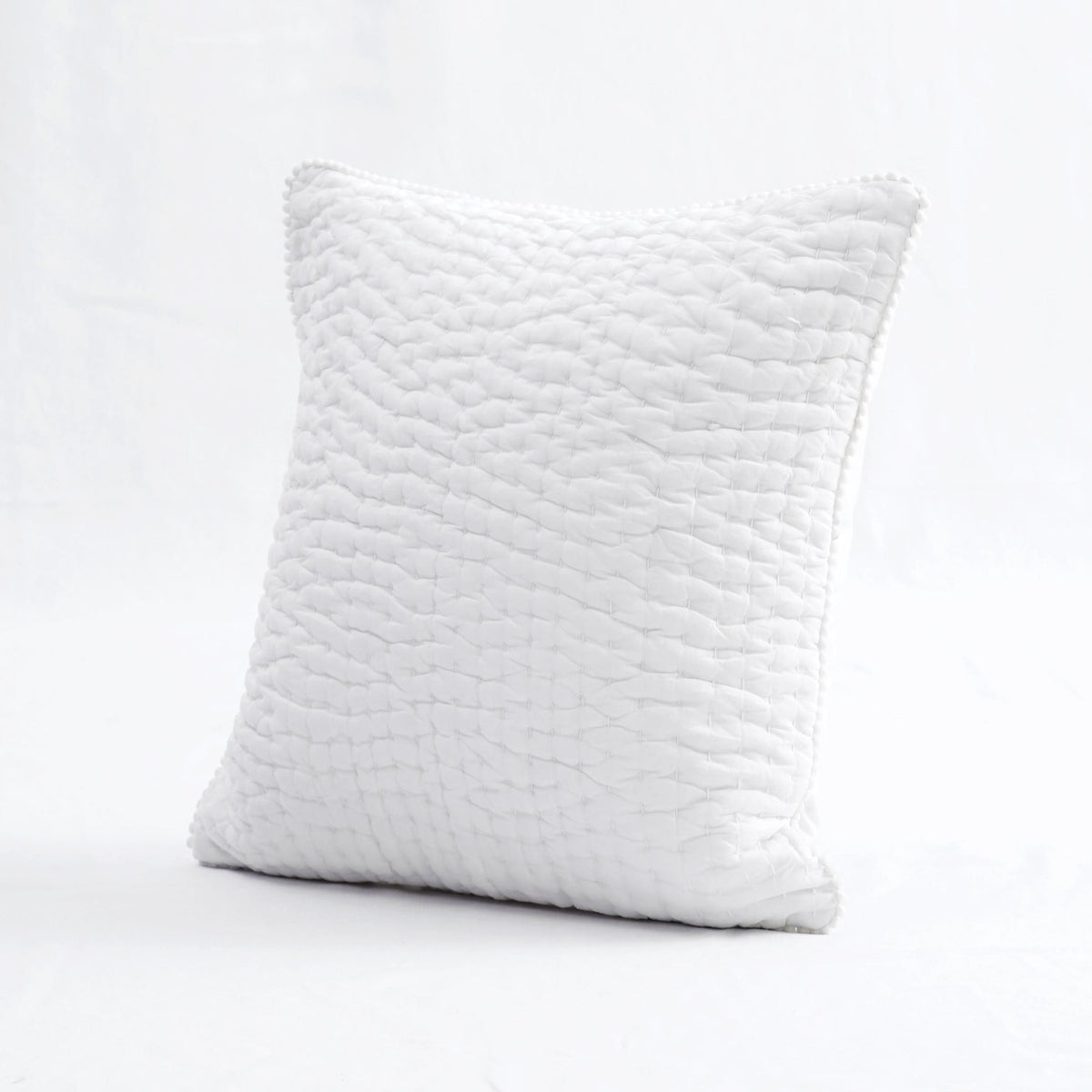 Shwet White Kantha Stripe Quilted Pillow Cases | 100% Cotton | Multiple Sizes