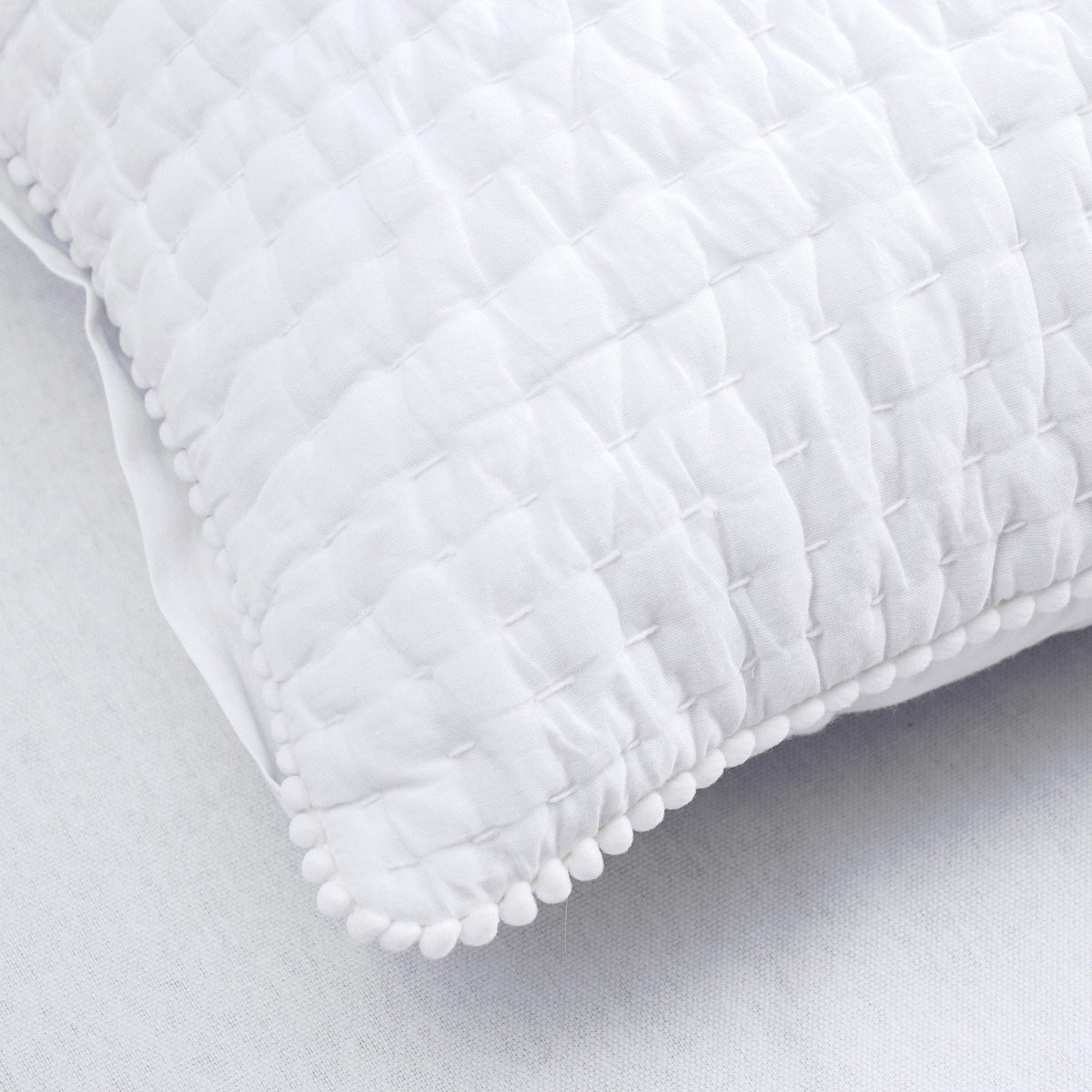 Shwet White Kantha Stripe Quilted Pillow Cases | 100% Cotton | Multiple Sizes