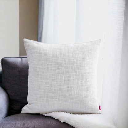 White Slub Cotton Pillow Cover | Textured Weave | Zip Closure | Multiple Sizes