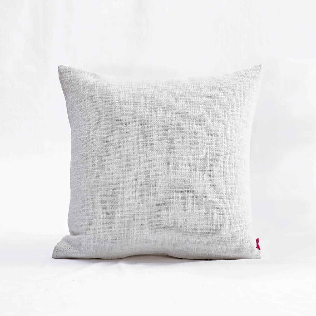 Natural White Slub Cotton Pillow Cover – Zip Closure, Multiple Sizes
