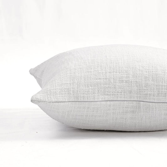 White Slub Cotton Pillow Cover | Textured Weave | Zip Closure | Multiple Sizes
