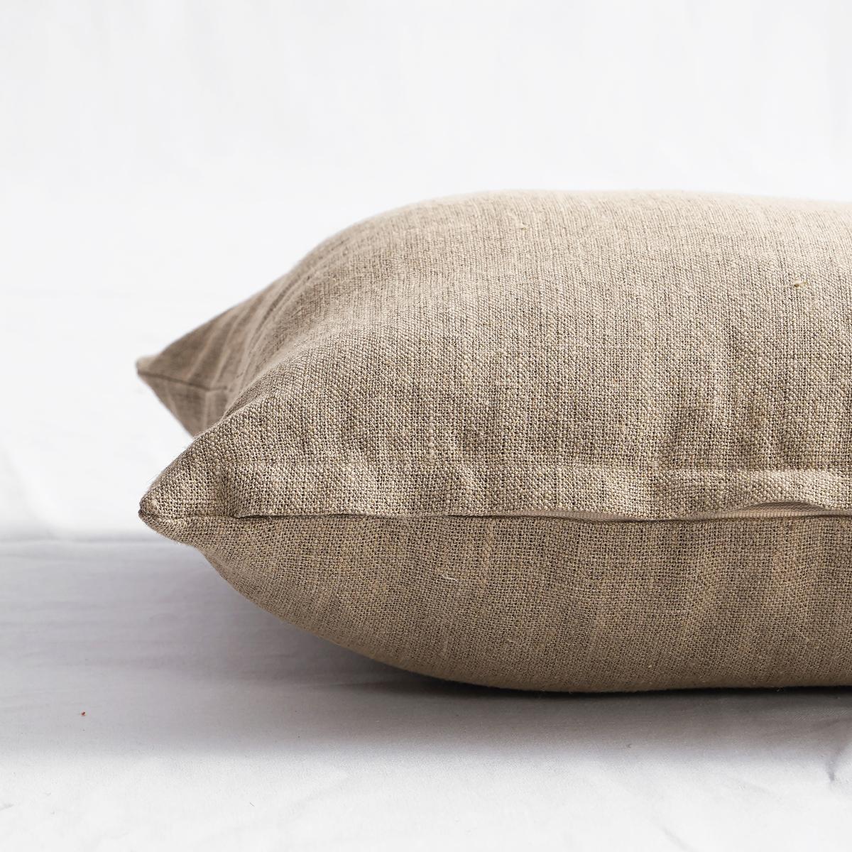 Natural Thick Linen Pillow Cover | Heavy Weight Fabric | Zip Closure | Multiple Sizes