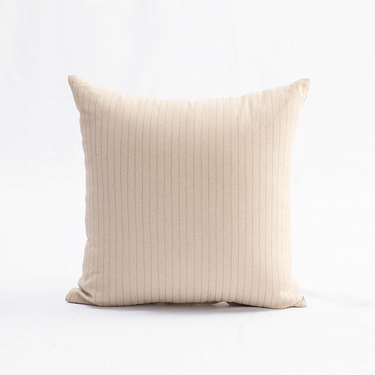 Natural Striped Cotton Pillow Cover | Woven Stripe Texture | Zip Closure | Multiple Sizes