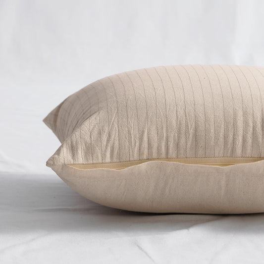Natural Colour Striped Cotton Pillow Cover – Multiple Sizes