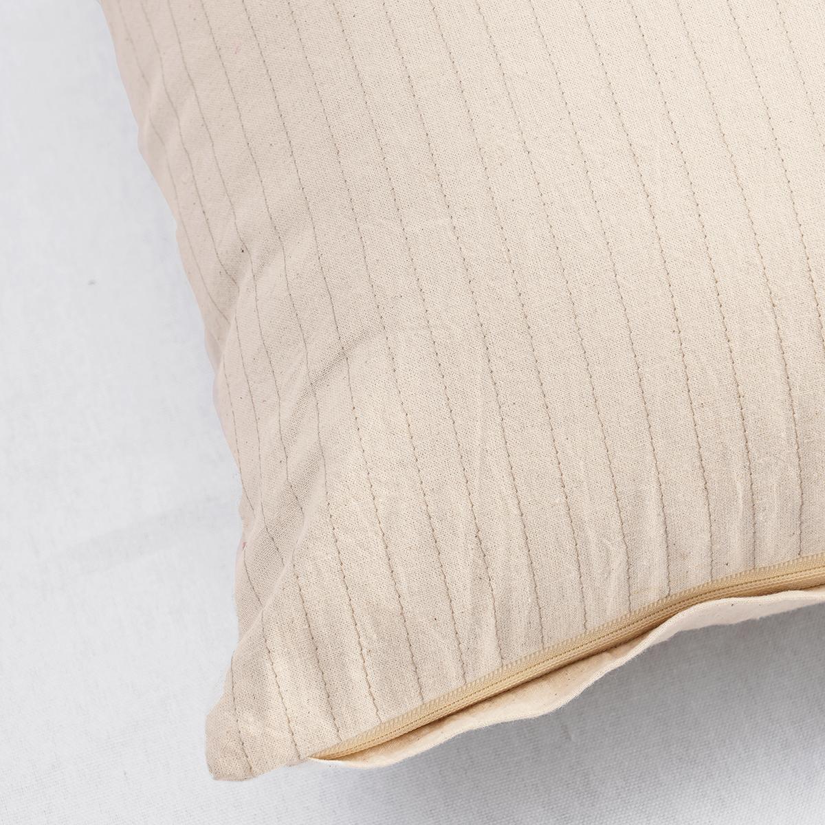 Natural Striped Cotton Pillow Cover | Woven Stripe Texture | Zip Closure | Multiple Sizes