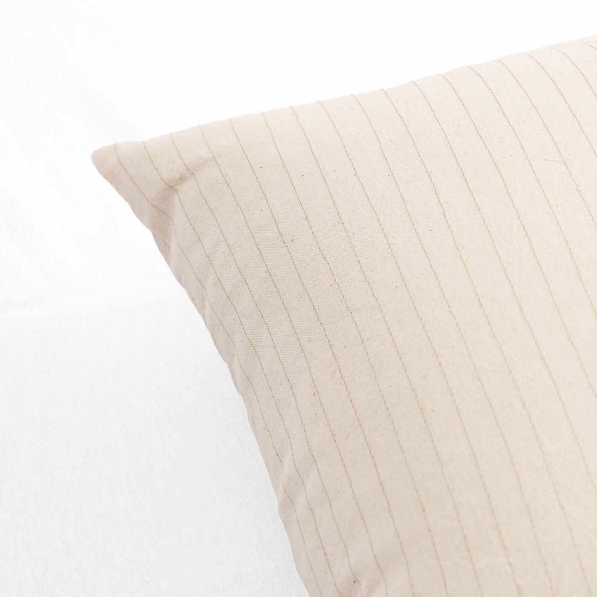 Natural Striped Cotton Pillow Cover | Woven Stripe Texture | Zip Closure | Multiple Sizes