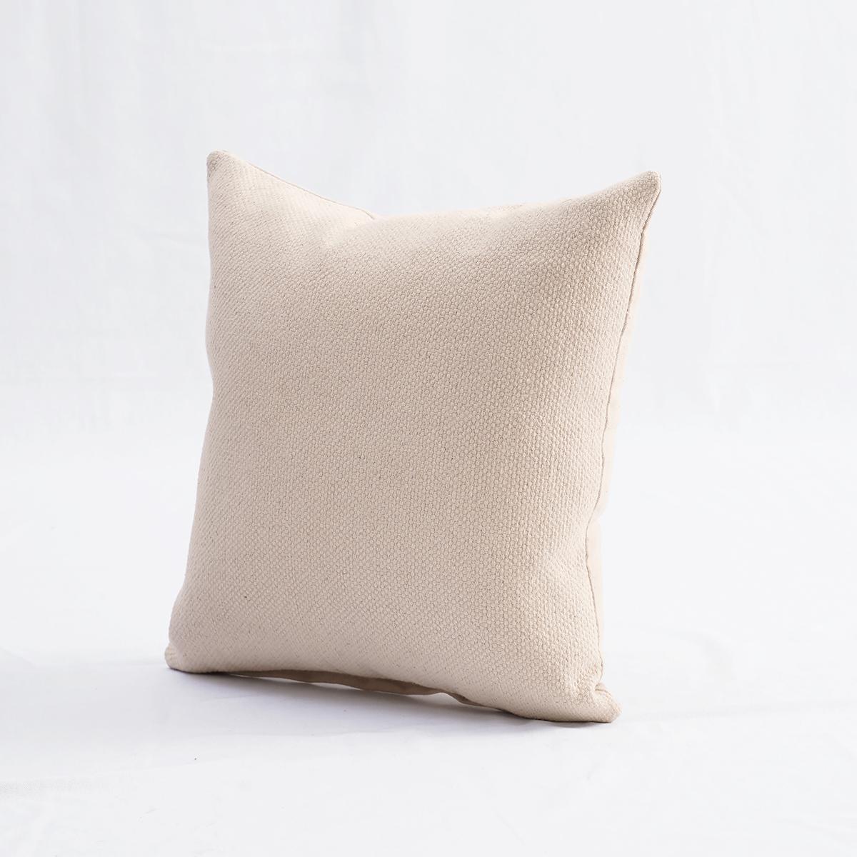 Off White Thick Texture Cotton Pillow Cover | Dhurrie Weave | Zip Closure | Multiple Sizes