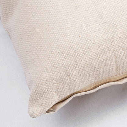 Off White Thick Texture Cotton Pillow Cover | Dhurrie Weave | Zip Closure | Multiple Sizes