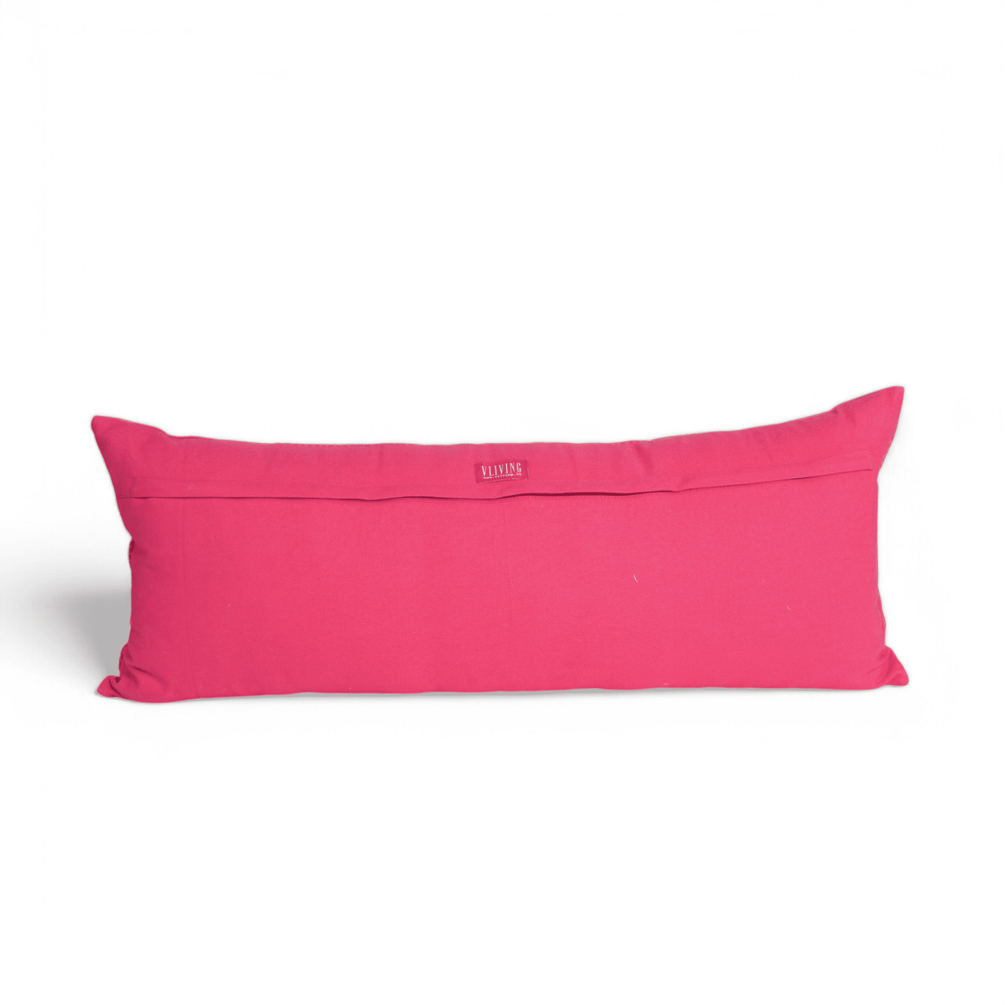 Garnet Red Long Lumbar Cotton Pillow Cover with Retro Embroidery