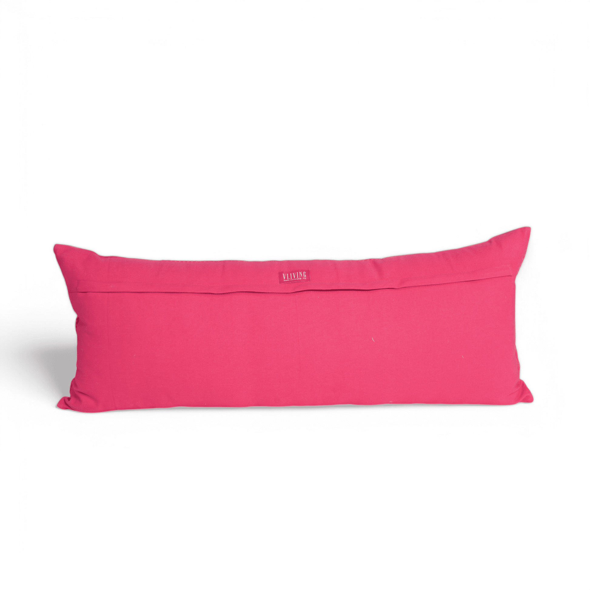 Garnet Red Long Lumbar Cotton Pillow Cover with Retro Embroidery