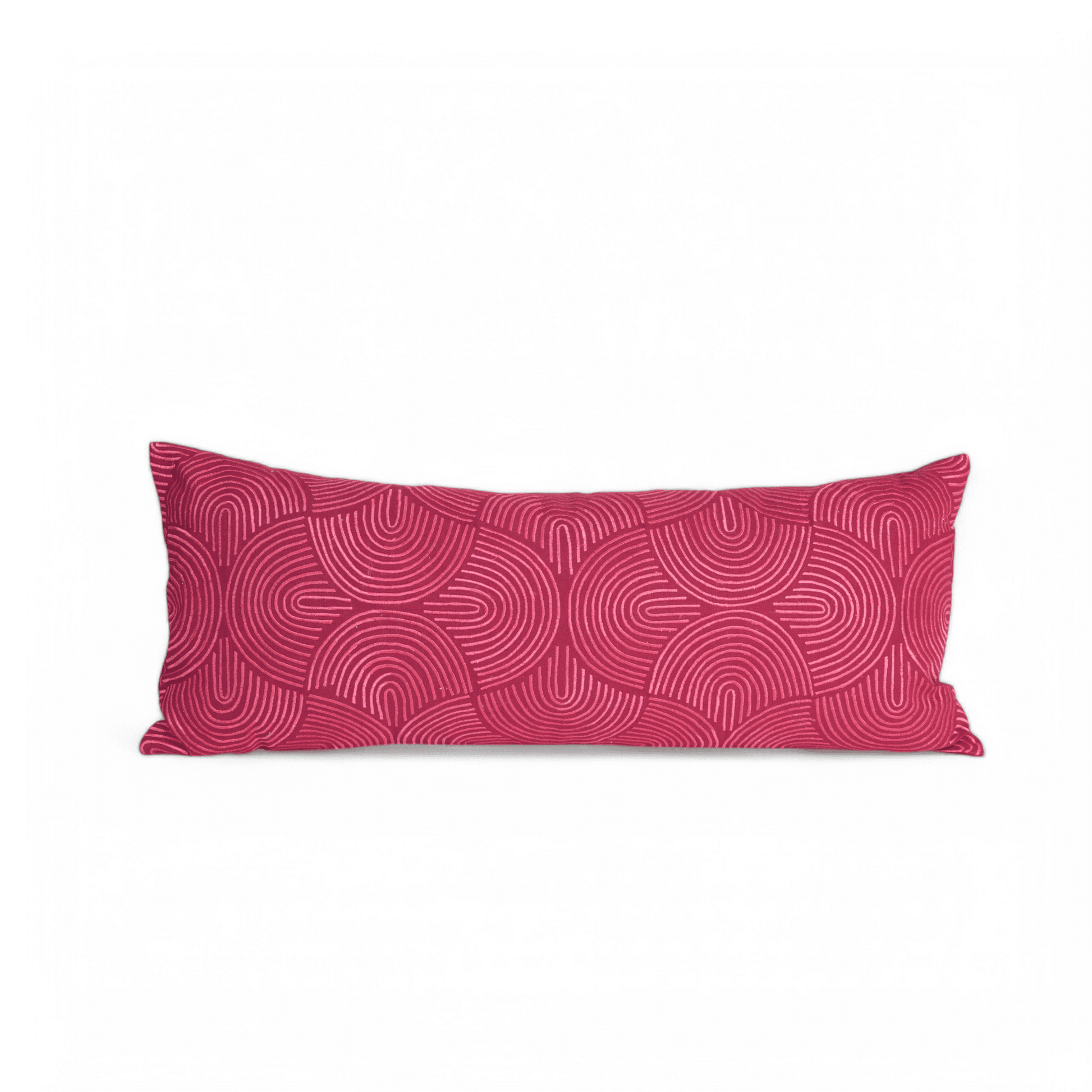 Magenta Ogee Embroidered Long Lumbar Cotton Pillow Cover KASHIDAKAARI