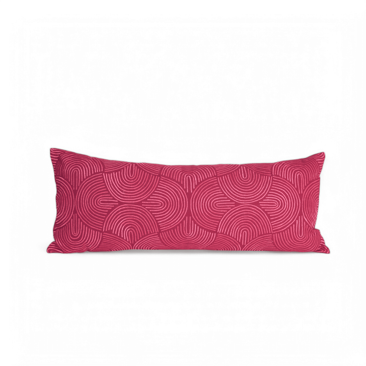 KASHIDAKAARI – Raspberry Pink Ogee Embroidered Lumbar Pillow Cover | Cotton | 12×30 inches