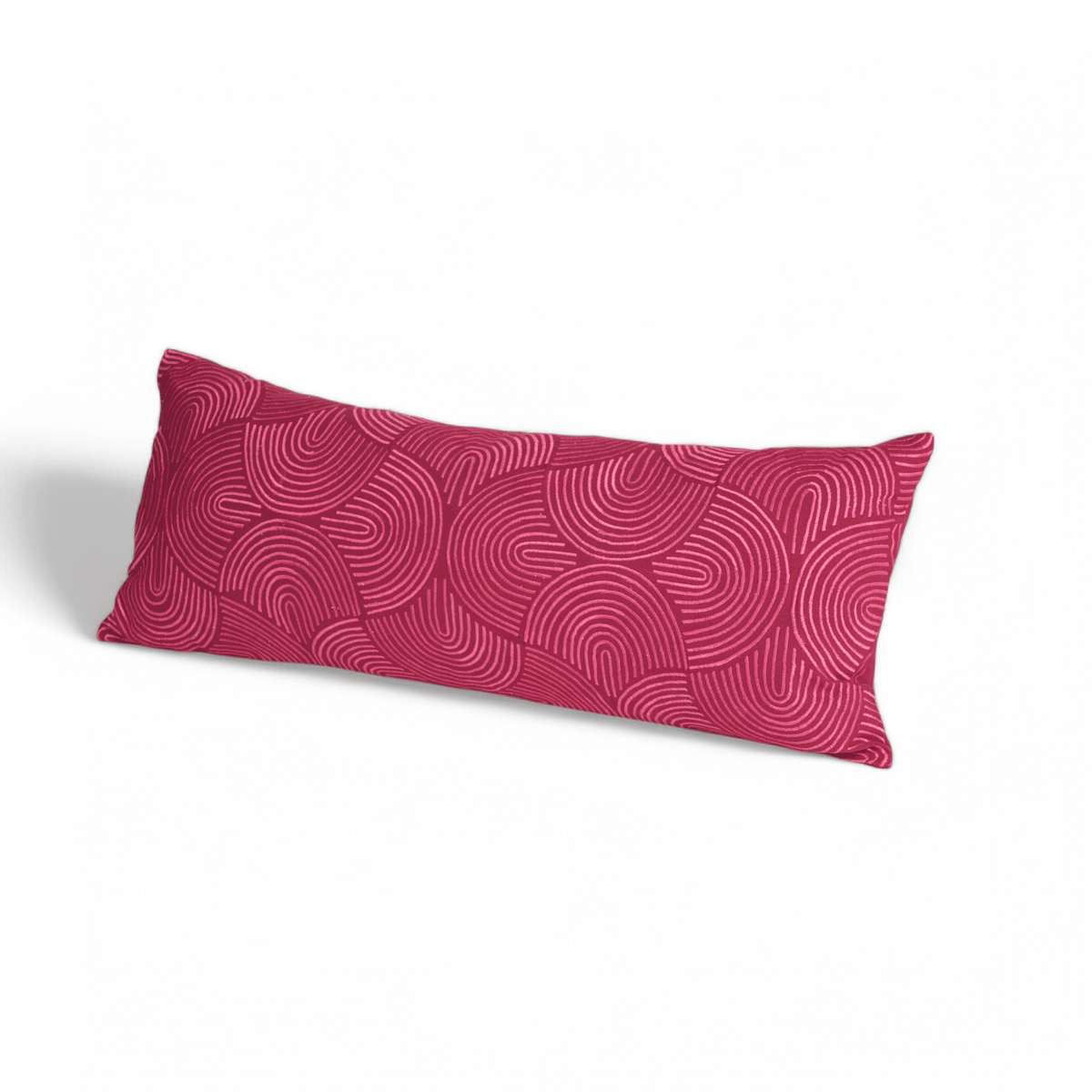 KASHIDAKAARI – Raspberry Pink Ogee Embroidered Lumbar Pillow Cover | Cotton | 12×30 inches