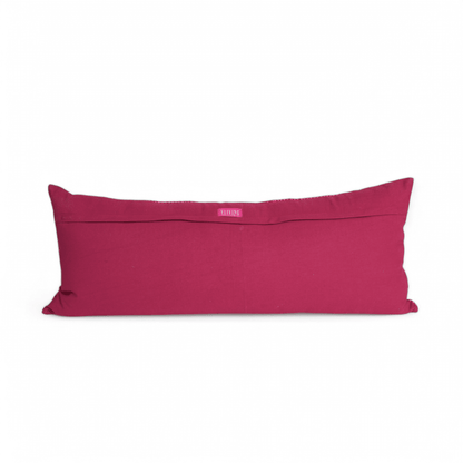 KASHIDAKAARI – Raspberry Pink Ogee Embroidered Lumbar Pillow Cover | Cotton | 12×30 inches