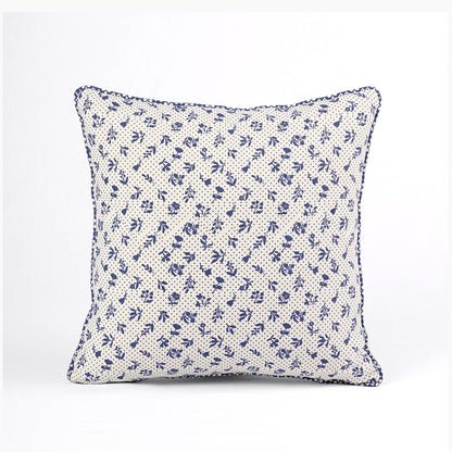 Indigo Dominoterie Small Floral Print Cotton Cushion Cover | 16", 18", 20" & 24" | Zip Closure