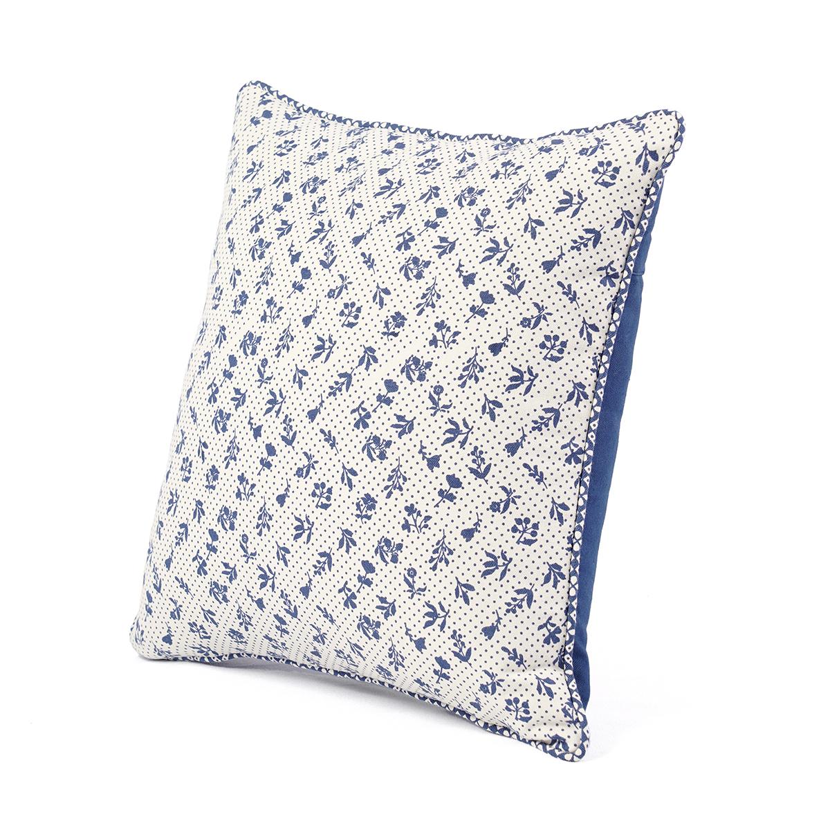 Indigo Dominoterie Small Floral Print Cotton Cushion Cover | 16", 18", 20" & 24" | Zip Closure