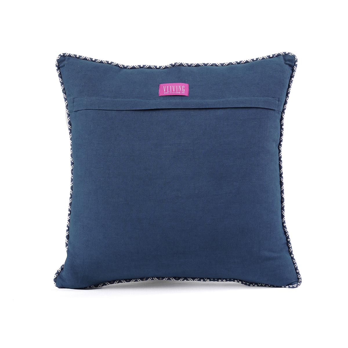 Indigo Dominoterie Small Floral Print Cotton Cushion Cover | 16", 18", 20" & 24" | Zip Closure