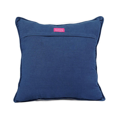 Indigo DOMINOTERIE Bold Floral Print Cotton Pillow Cover