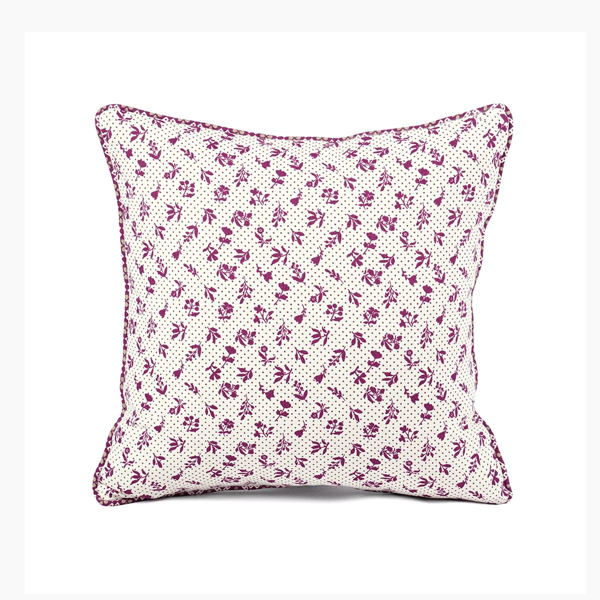 Plum Dominoterie Small Floral Print Cotton Cushion Cover | 16", 18", 20" & 24" | Zip Closure
