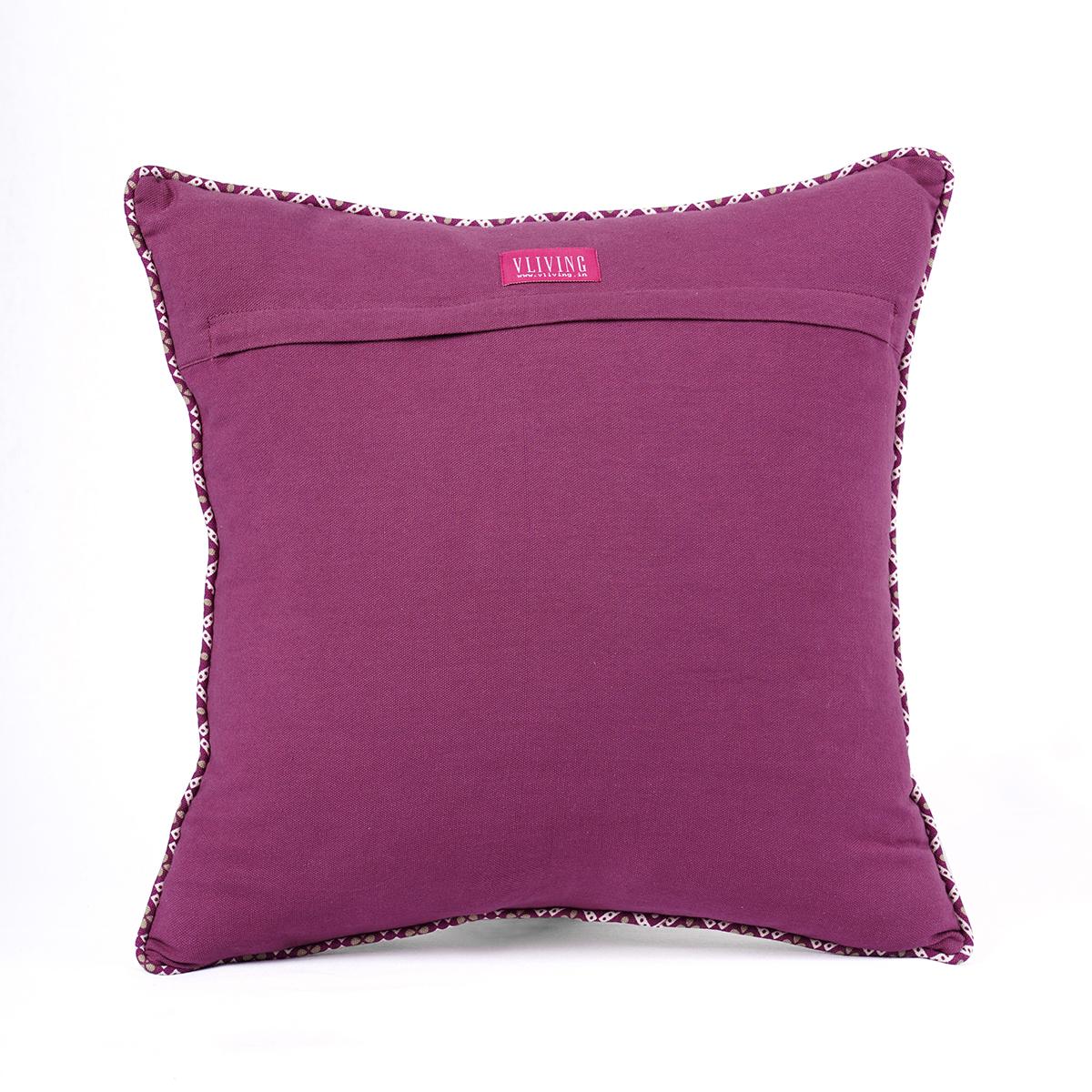 Plum Dominoterie Small Floral Print Cotton Cushion Cover | 16", 18", 20" & 24" | Zip Closure