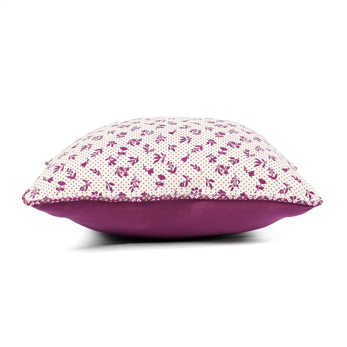 Plum Dominoterie Small Floral Print Cotton Cushion Cover | 16", 18", 20" & 24" | Zip Closure