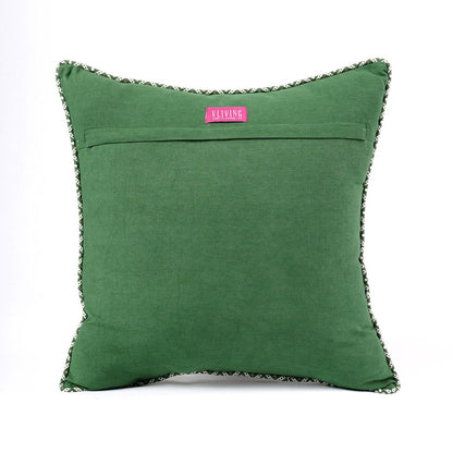 Green DOMINOTERIE Small Floral Print Cotton Pillow Cover