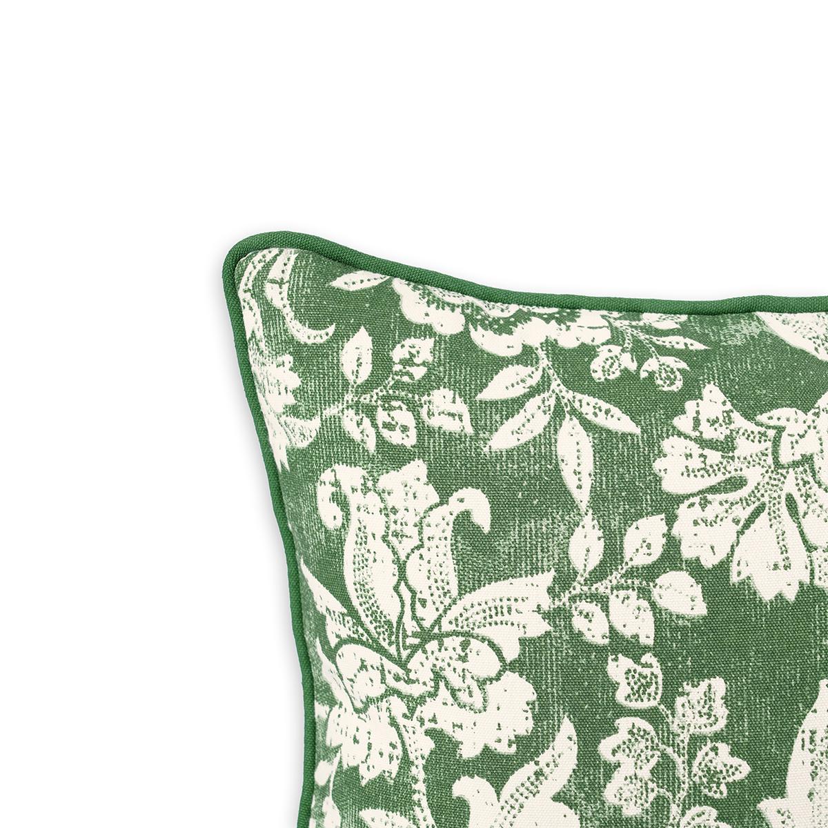 Green Dominoterie Bold Floral Print Cotton Cushion Cover | 16", 18", 20" & 24" | Zip Closure