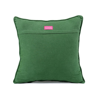 Green Dominoterie Bold Floral Print Cotton Cushion Cover | 16", 18", 20" & 24" | Zip Closure