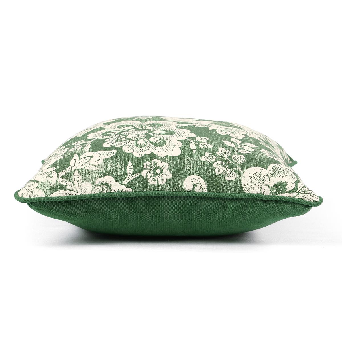 Green Dominoterie Bold Floral Print Cotton Cushion Cover | 16", 18", 20" & 24" | Zip Closure