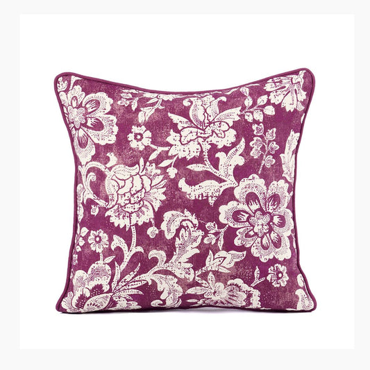 Plum DOMINOTERIE Bold Floral Print Cotton Pillow Cover