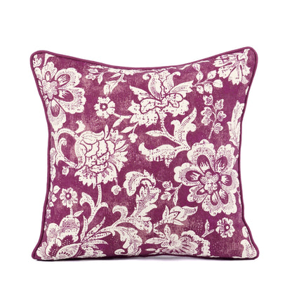 DOMINOTERIE - Plum Colour Printed Cotton Bed Runner Set - King / Queen / Twin Size