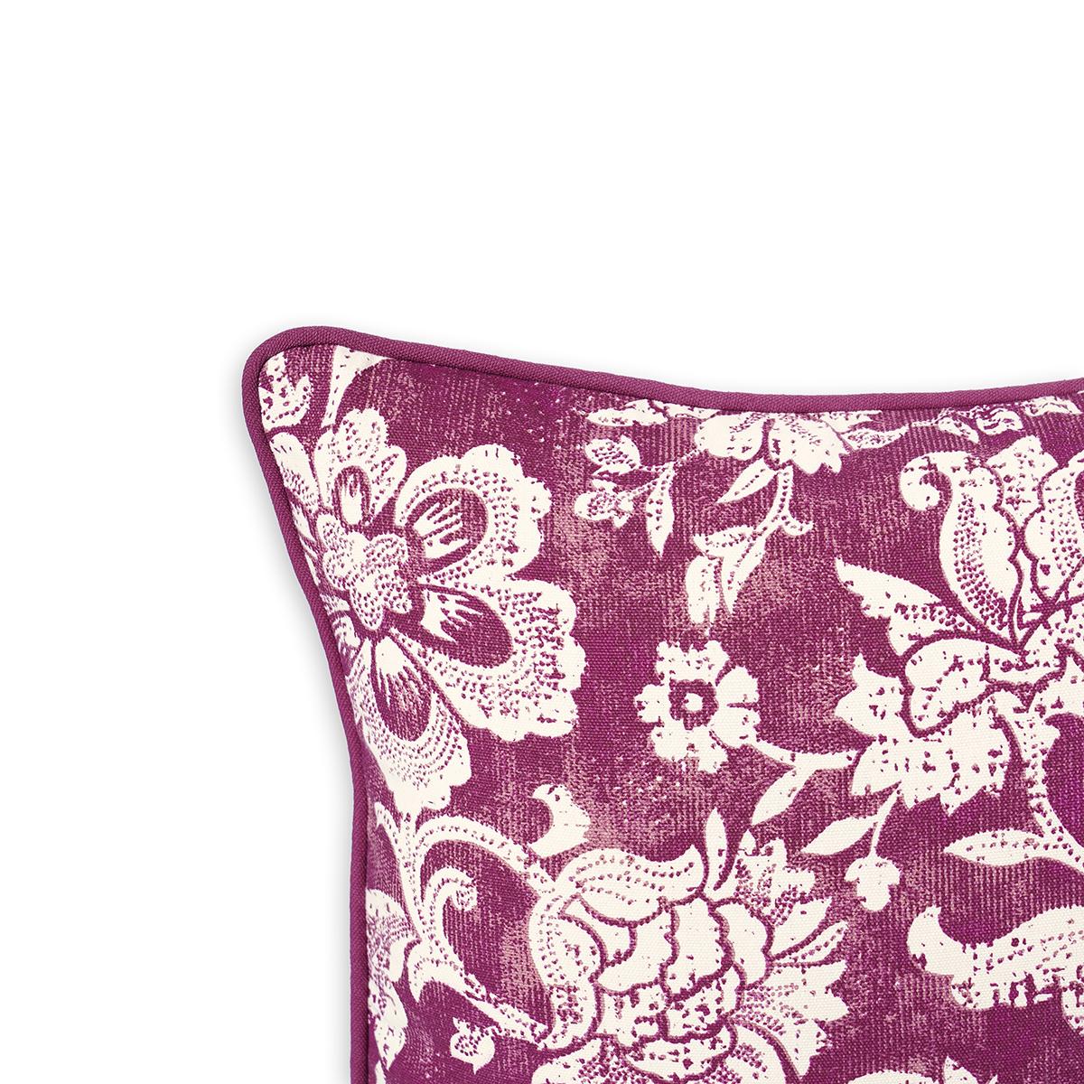 Plum Dominoterie Bold Floral Print Cotton Cushion Cover | 16", 18", 20" & 24" | Zip Closure