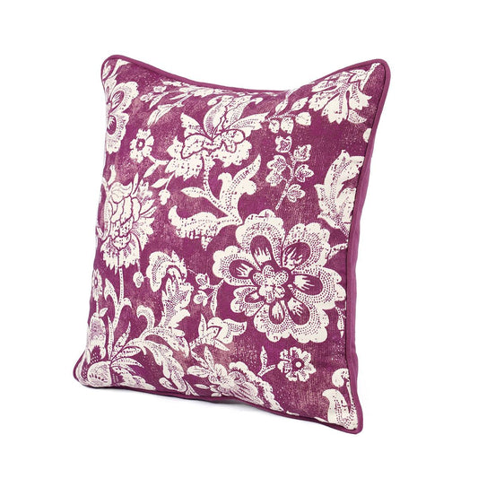 Plum DOMINOTERIE Bold Floral Print Cotton Pillow Cover