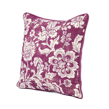 Plum Dominoterie Bold Floral Print Cotton Cushion Cover | 16", 18", 20" & 24" | Zip Closure