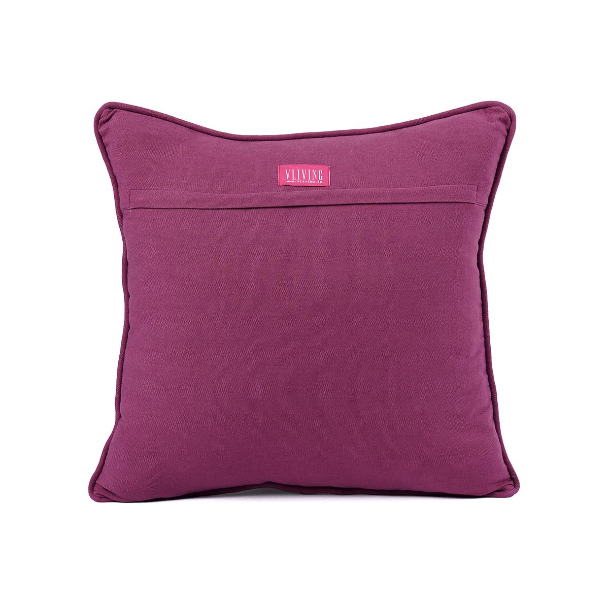 Plum Dominoterie Bold Floral Print Cotton Cushion Cover | 16", 18", 20" & 24" | Zip Closure