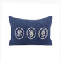 Indigo Dominoterie Embroidered Cotton Cushion Cover | Chevron & Rose Motif | Dori Piping | Multiple Sizes