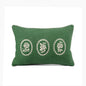 Green Dominoterie Embroidered Cotton Cushion Cover | Chevron & Rose Motif | Dori Piping | Multiple Sizes