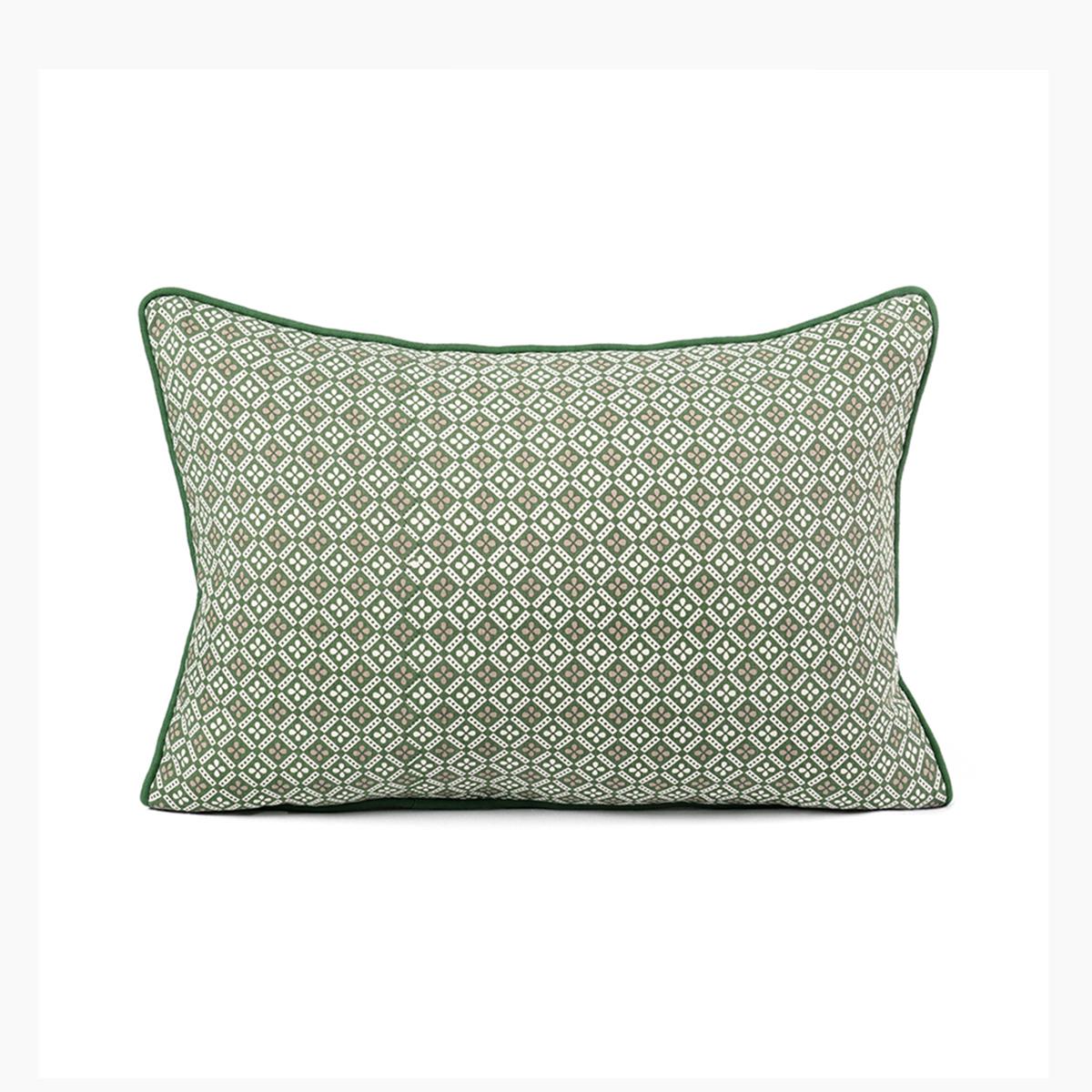 Green DOMINOTERIE Geometric Print Cotton Pillow Cover – Multiple Sizes