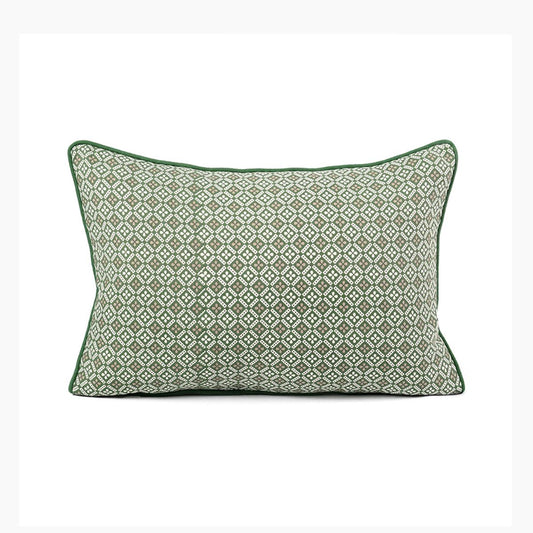 Green DOMINOTERIE Geometric Print Cotton Pillow Cover – Multiple Sizes