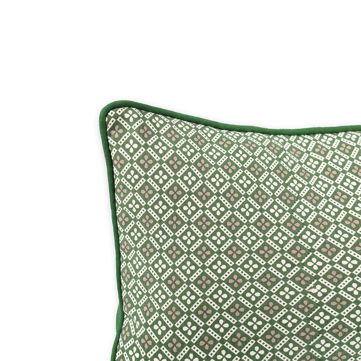Green DOMINOTERIE Geometric Print Cotton Pillow Cover – Multiple Sizes