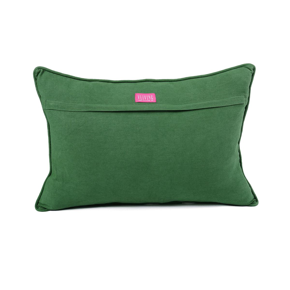 Green DOMINOTERIE Geometric Print Cotton Pillow Cover – Multiple Sizes