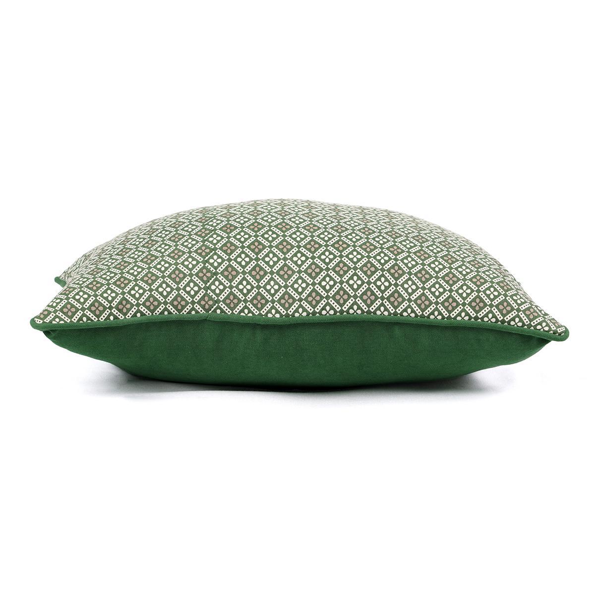 Green DOMINOTERIE Geometric Print Cotton Pillow Cover – Multiple Sizes