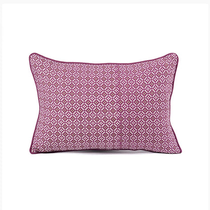 Plum Maroon DOMINOTERIE Geometric Cotton Pillow Cover – Multiple Sizes