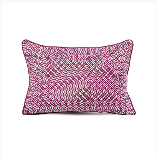 Plum Maroon DOMINOTERIE Geometric Cotton Pillow Cover – Multiple Sizes