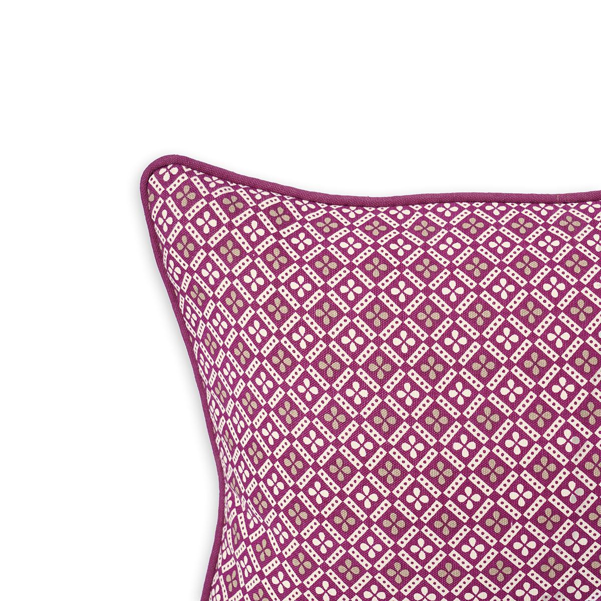 Plum Maroon DOMINOTERIE Geometric Cotton Pillow Cover – Multiple Sizes