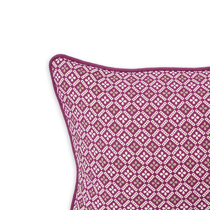 Plum Maroon DOMINOTERIE Geometric Cotton Pillow Cover – Multiple Sizes