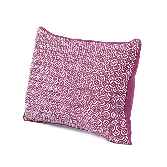 Plum Maroon DOMINOTERIE Geometric Cotton Pillow Cover – Multiple Sizes