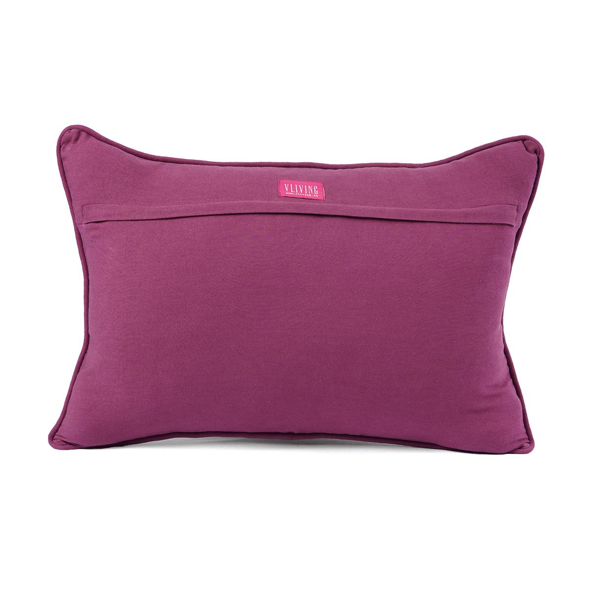 Plum Maroon DOMINOTERIE Geometric Cotton Pillow Cover – Multiple Sizes