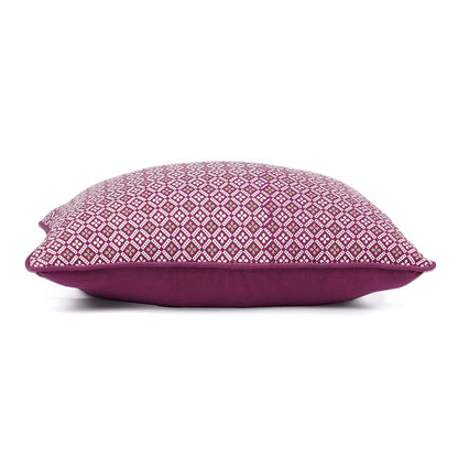 Plum Maroon DOMINOTERIE Geometric Cotton Pillow Cover – Multiple Sizes